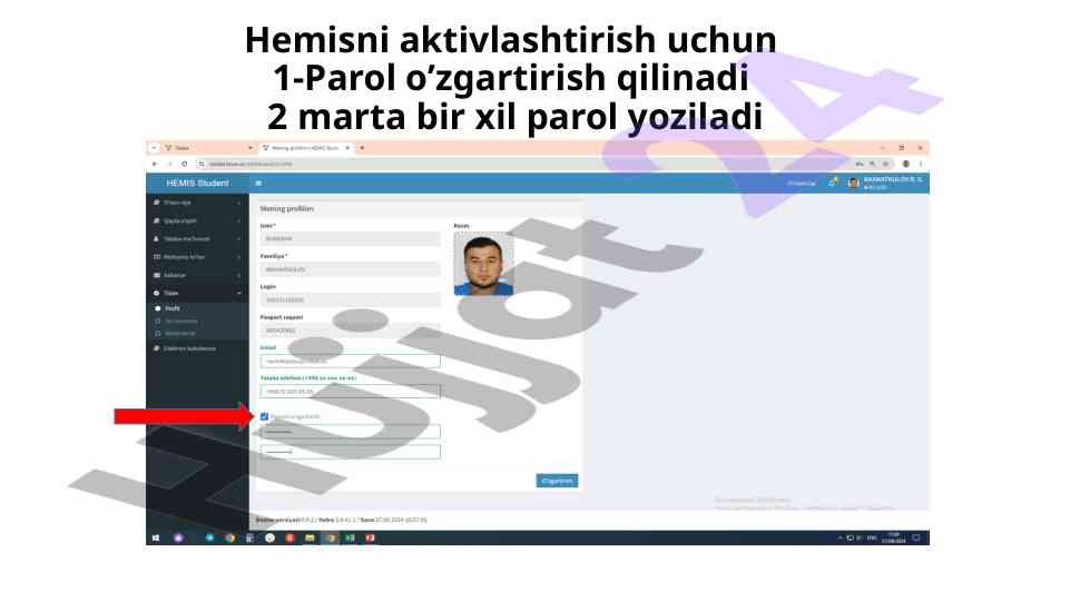 Talaba ma'lumotlarini o'zgartirish qo'llanmasi