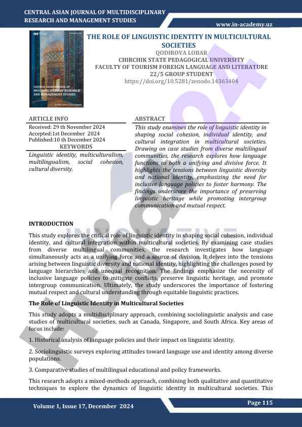 The role of linguistic identity in multicultural societies
