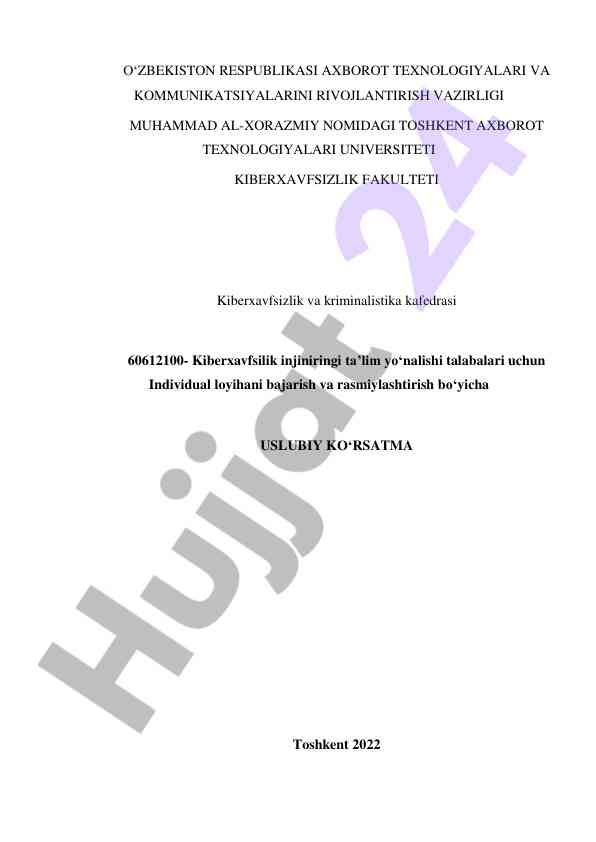 Kiberxavfsizlik loyihasini bajarish uslublari