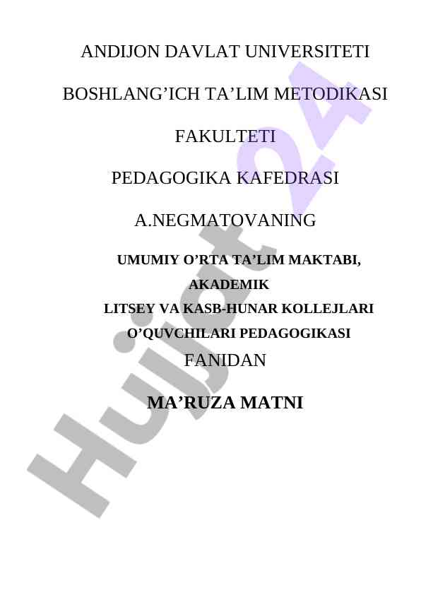 Ta’lim to’g’risida qonun va kadrlar tayyorlash modeli