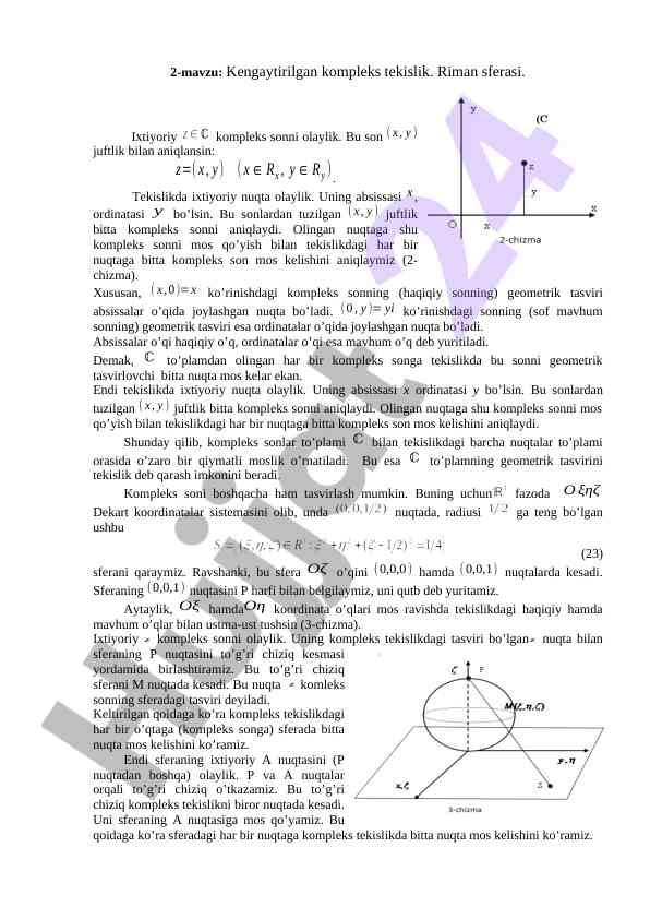 Kengaytirilgan komplеks tеkislikning tahlili
