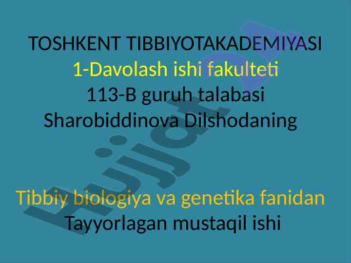 Dnkning oqsil biosintezidagi o’rni