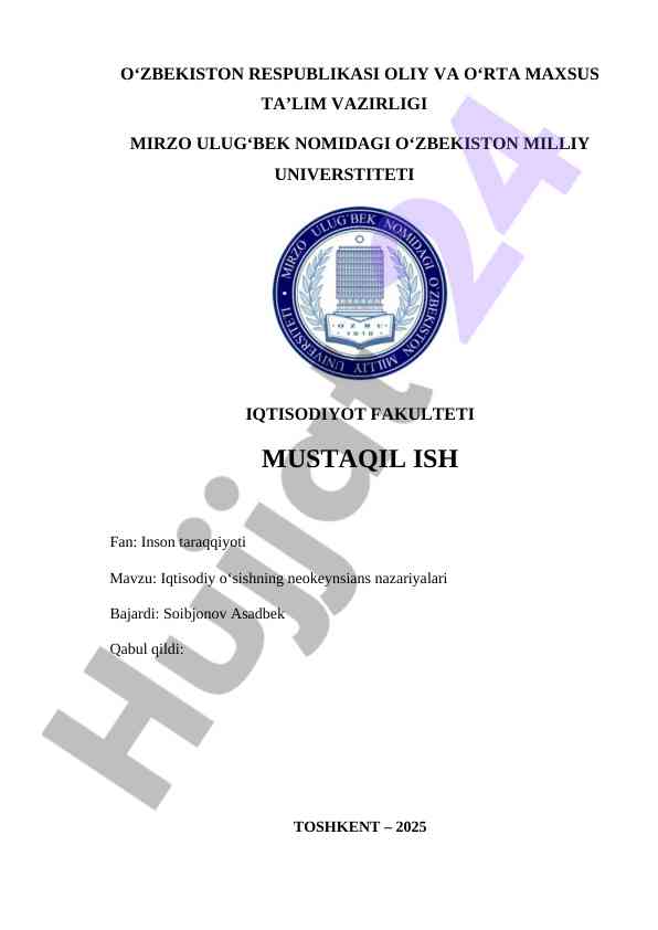 Iqtisodiy o‘sishning neokeynsians nazariyalari