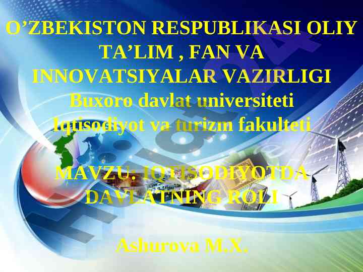 Iqtisodiyotda davlatning rolini tahlil qilish