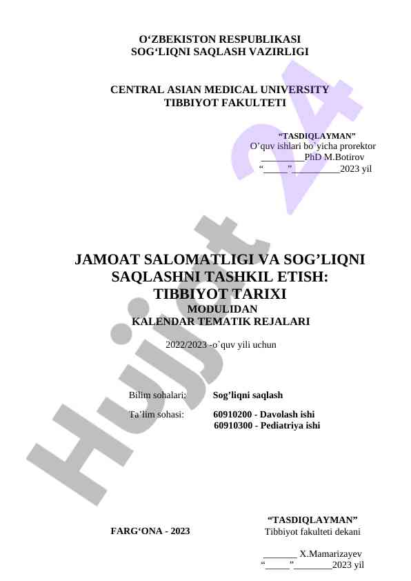Jamoat salomatligi va sog‘liqni saqlashni tashkil etish