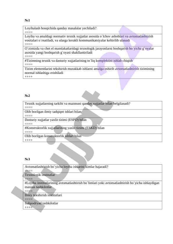 Testlar bilan mavzularni o‘rganish