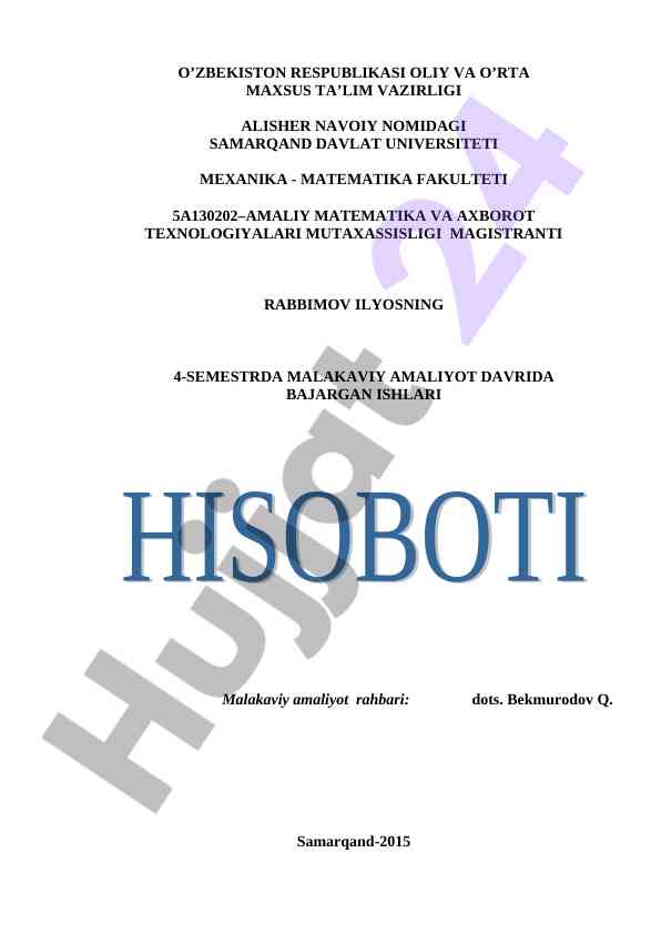 Malakaviy amaliyot natijalari haqida hisobot