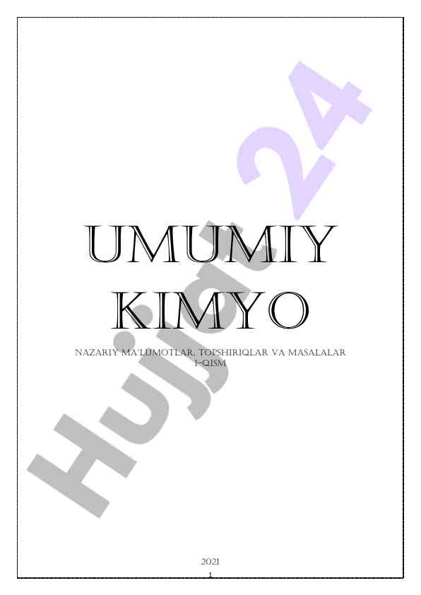 Umumiy kimyo nazariy ma’lumotlar va masalalar