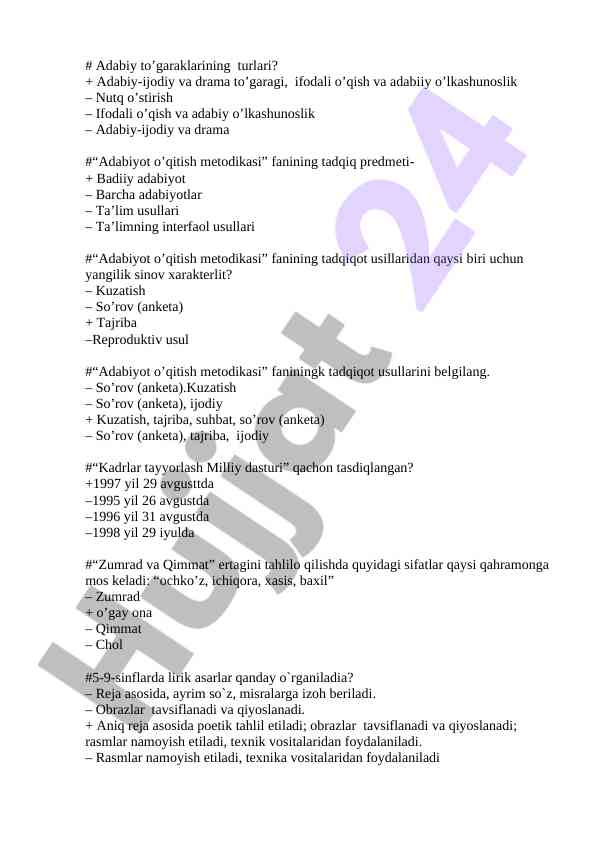 Adabiyot o'qitish metodikasi va tadqiqot usullari
