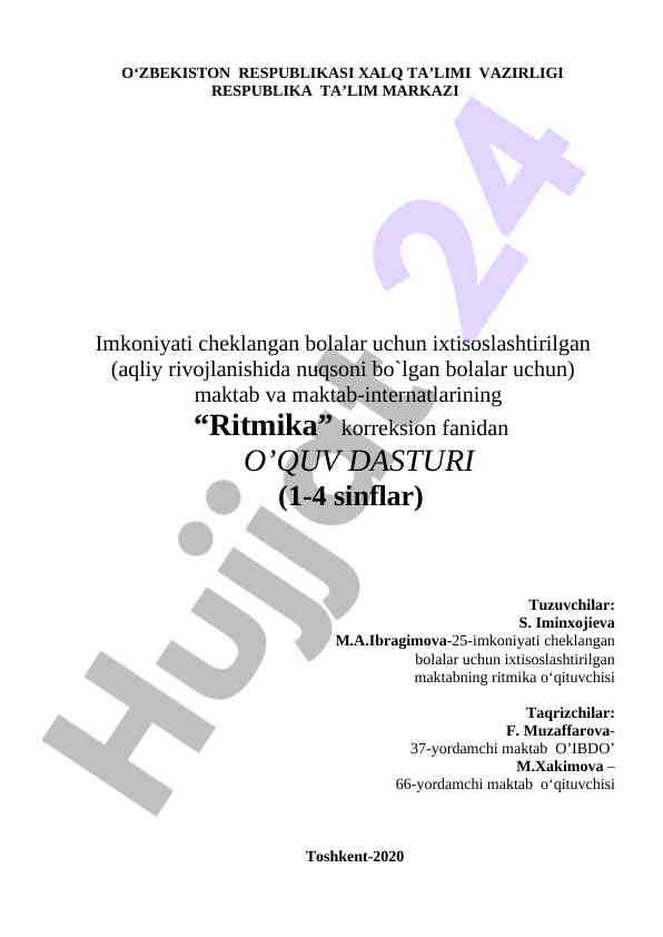 Ritmika korreksion fani o‘quv dasturi