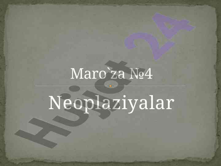 Neoplaziyalar va kanserogenez jarayonlari tahlili