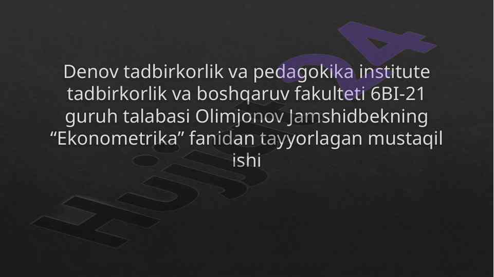 Tijorat banklari kredit portfelining ekonometrik modellashtirilishi