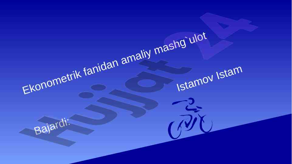 Vaqtli qatorni shakllantirish va analis