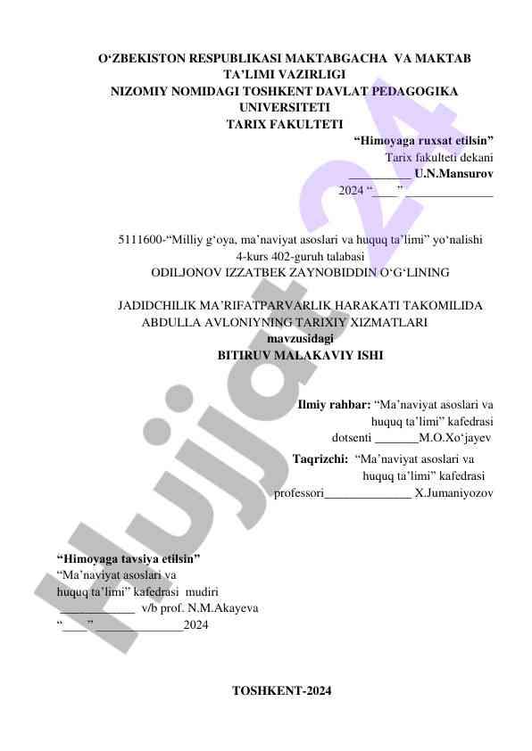 Jadidchilik harakati va abdulla avloniy tarixi
