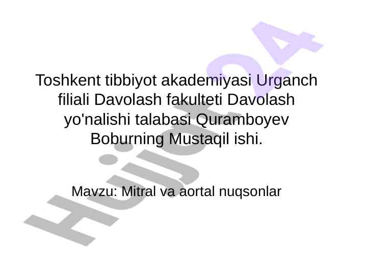 Mitral va aortal nuqsonlar tahlili
