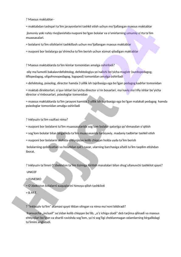 Maxsus maktablar va ta’lim jarayonlari