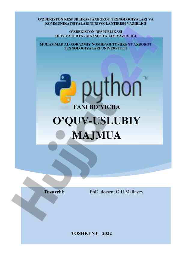 O‘quv-uslubiy majmua: axborot texnologiyalari