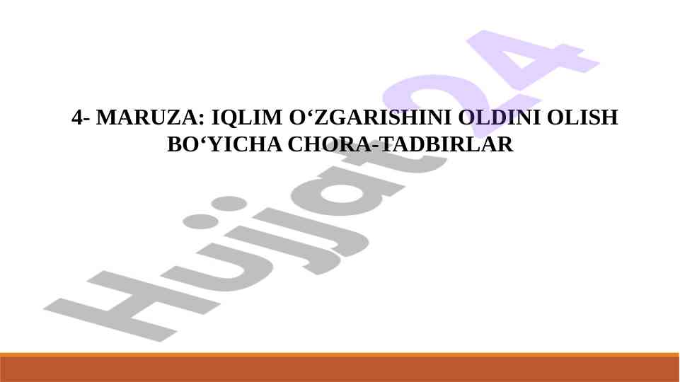 Iqlim o'zgarishini oldini olish bo'yicha chora-tadbirlari