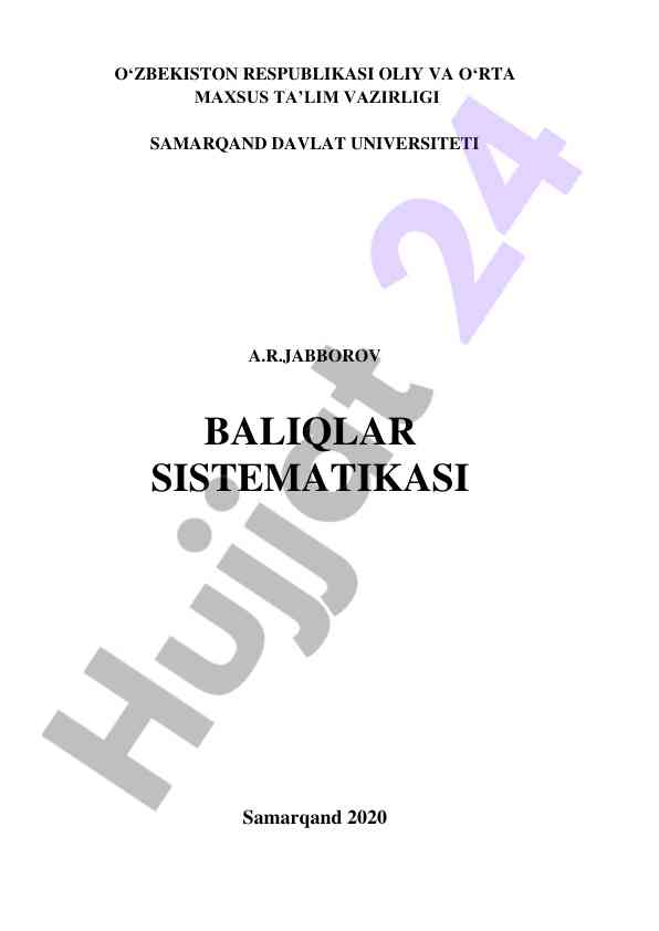 Baliqlar sistematikasi darsligi taqdimoti