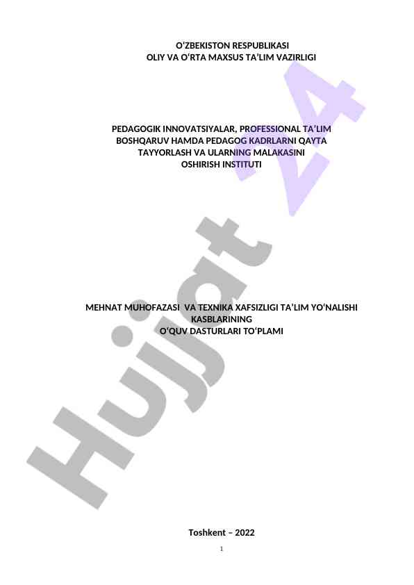 O‘quv dasturi oqituvchilar uchun professional ta’lim