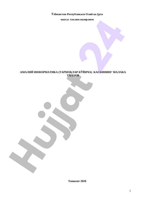Amaliy informatika kasbining malaka talabi