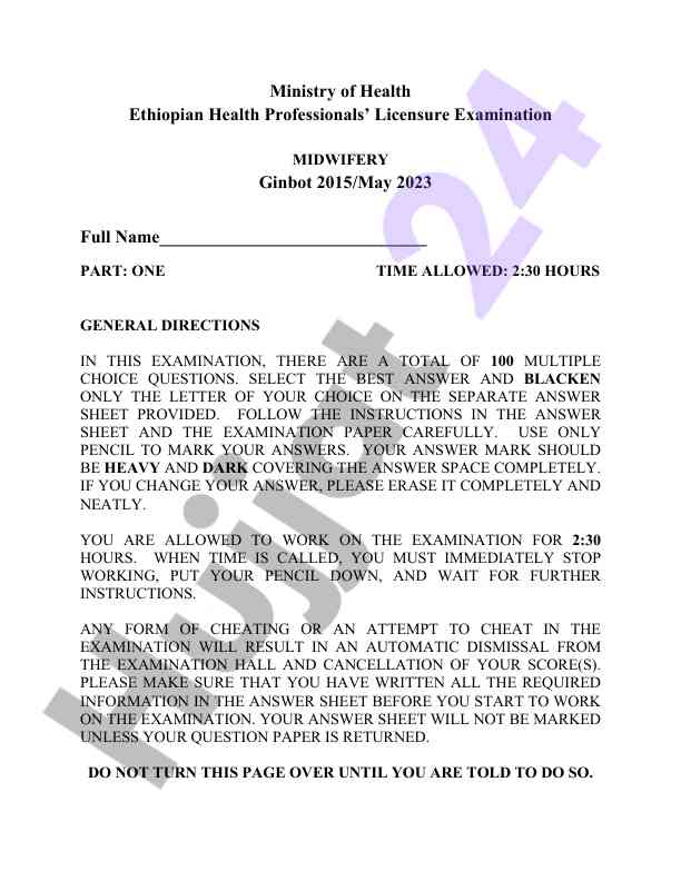Midwifery licensure examination guidelines