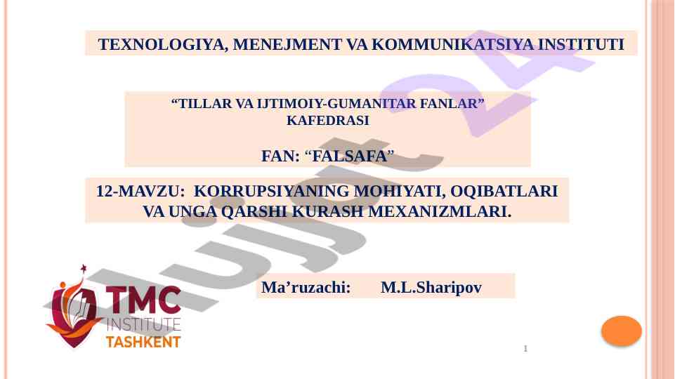 Korrupsiyaning mohiyati, oqibatlari va kurash mexanizmlari