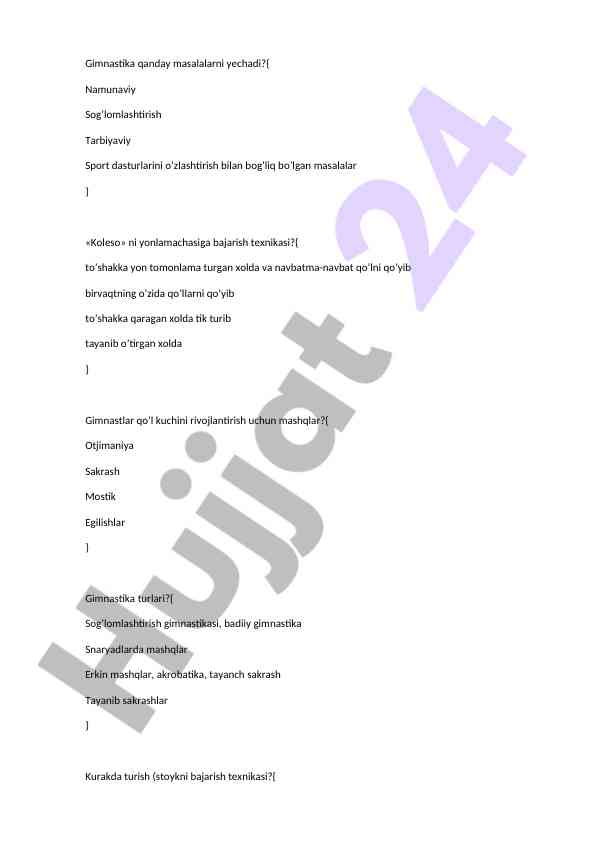 Gimnastikaning muammolari va rivojlantirish mashq turlari