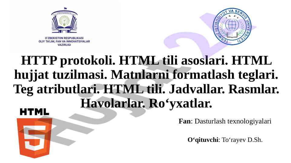 Http protokoli va html tili asoslari