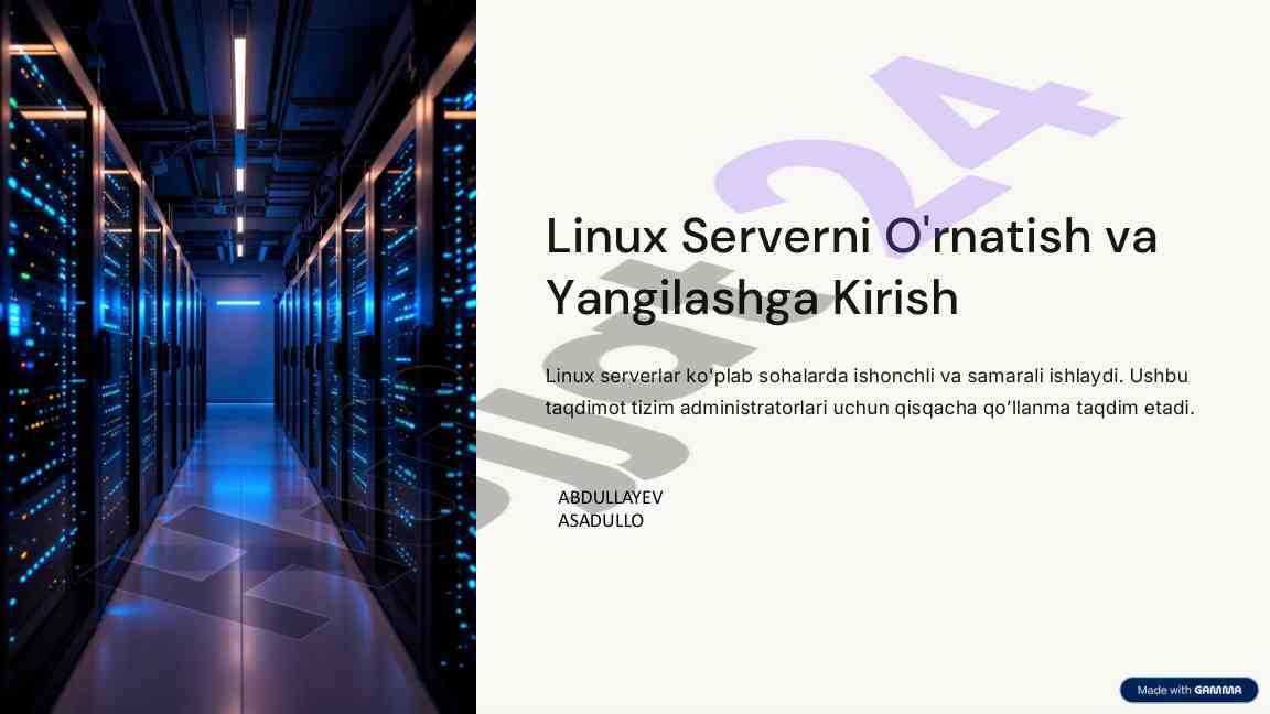 Linux serverni o'rnatish va yangilashga kirish