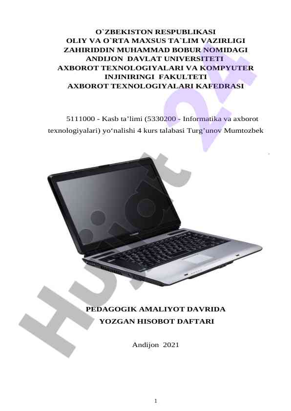 Pedagogik amaliyot davri hisoboti rasmiylashtirish