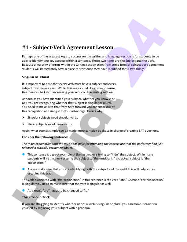 Subject verb agreement key concepts for writing
