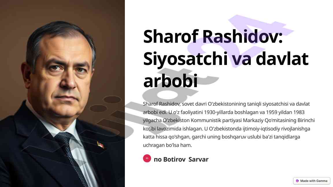 Sharof rashidov: o'zbekistonning taniqli siyosatchisi