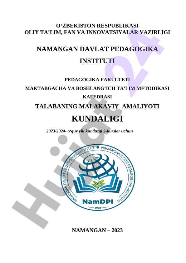 Malakaviy Amaliyot Kundaligi 2023/2024