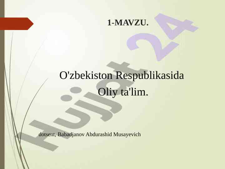 O'zbekiston respublikasida oliy ta'lim tizimi