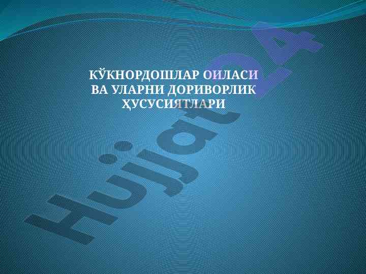 Кўкнордошлар оиласи ва улар вазирлик хусусиятлари