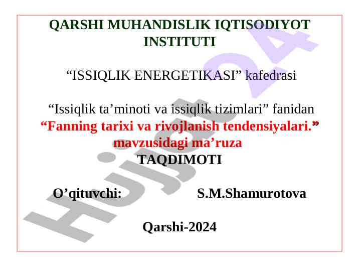 Issiqlik ta’minoti va issiqlik tizimlari tarixi