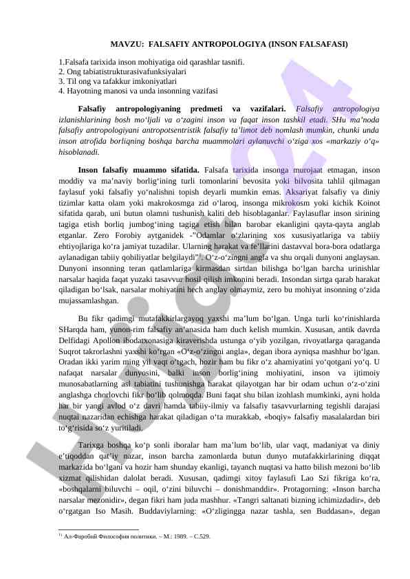 Falsafiy antropologiya va inson mohiyati