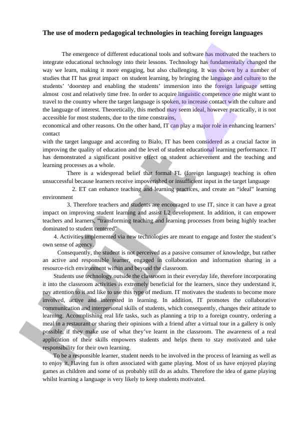Modern pedagogical technologies in foreign language teaching