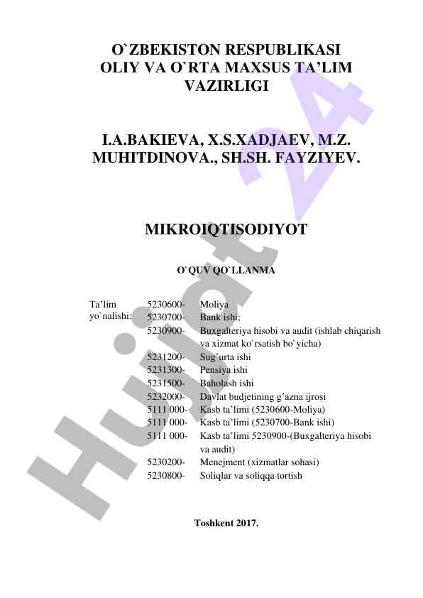 Mikroiqtisodiyot o‘quv qo‘llanma
