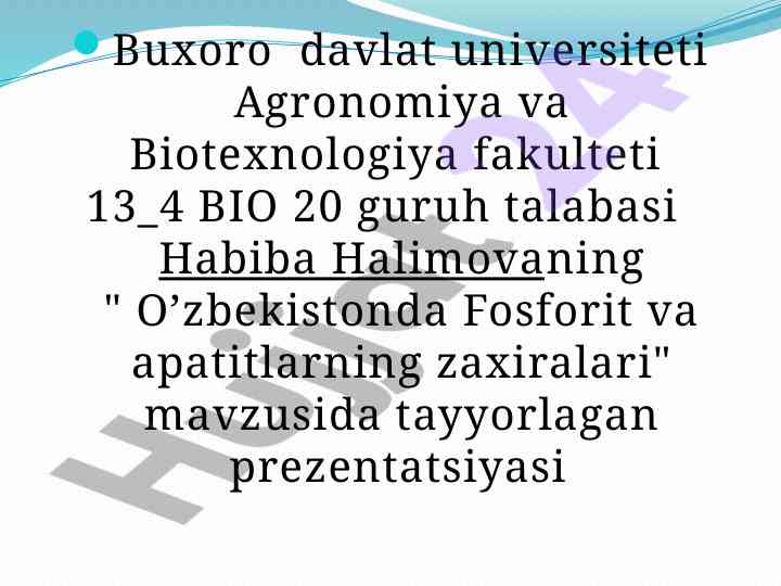 O’zbekistonda fosforit va apatitlarning zaxiralari