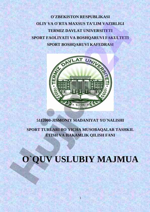 Sport faoliyati uslublari bo‘yicha o‘quv qo‘llanma