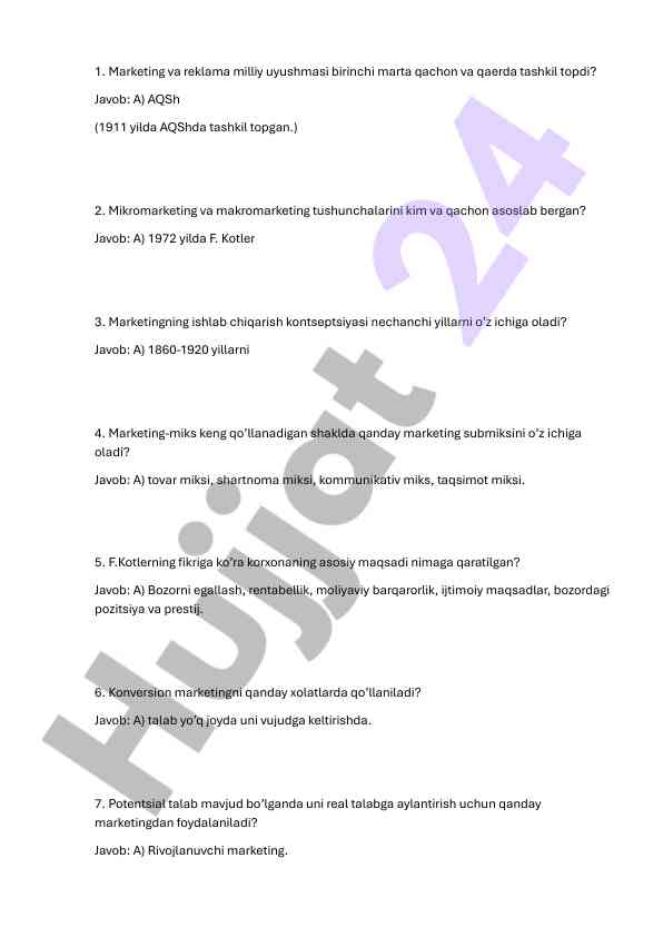 Marketing va reklama tushunchalari tarixi