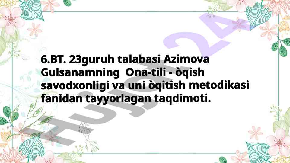 Ona-tili qayta o‘qitish metodikasi taqdimoti