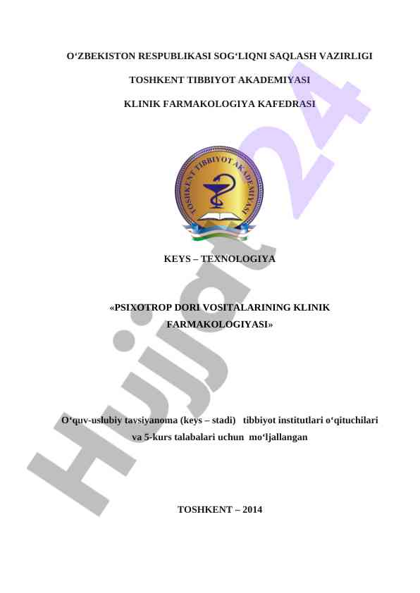 Psixotrop dori vositalarining klinik farmakologiyasi