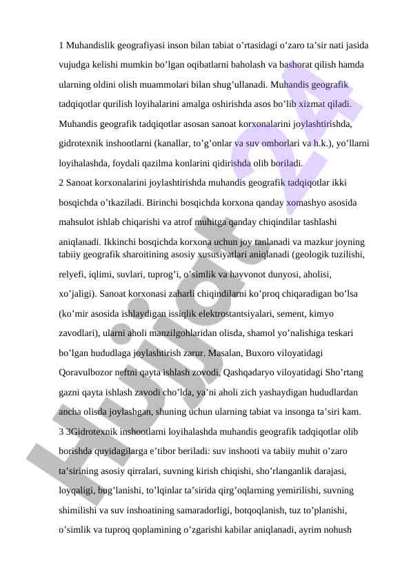 Muhandislik geografiyasi va tabiiy muammolar