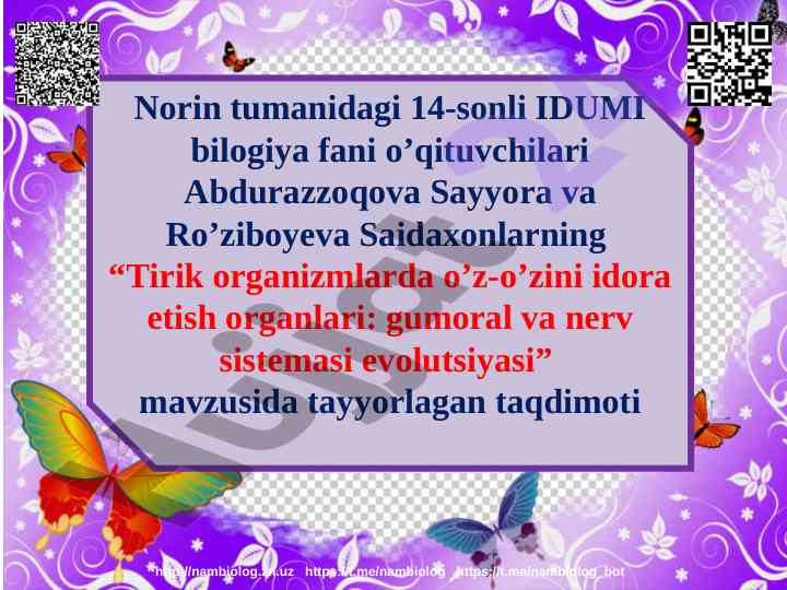 Tirik organizmlarda o’z-o’zini idora etish organlari