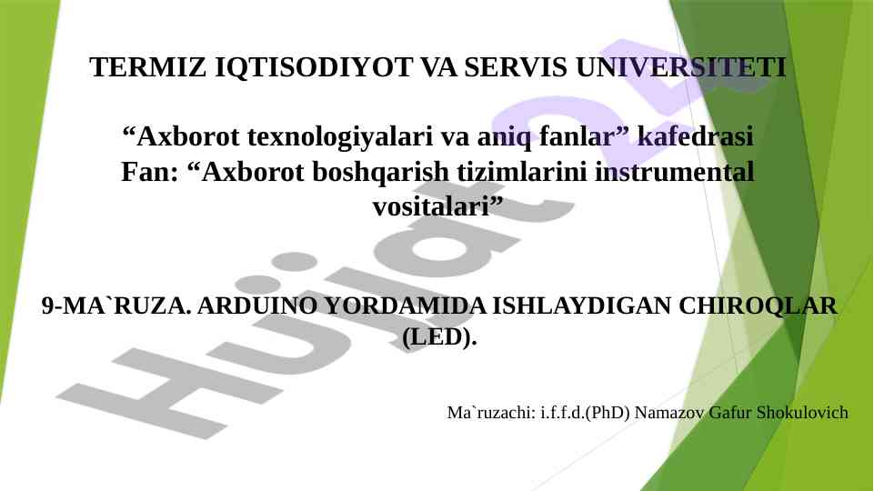 Arduino yordamida ishlaydigan chiroqlarni o‘rganish