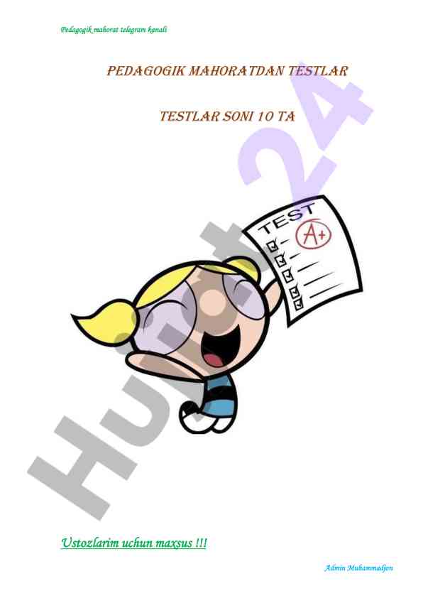 Pedagogik mahorat testlari ustozlar uchun
