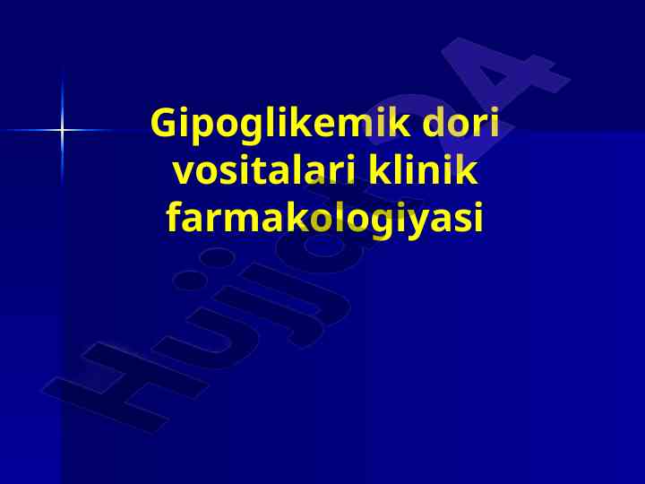 Gipoglikemik dori vositalari va insulin preparatlari
